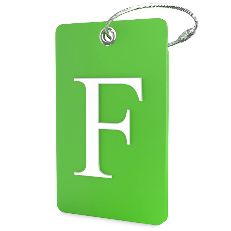 Shacke Luggage Tag Initial â€“ Fully Bendable Tag w/Stainless Steel Loop (Letter F) - Image 1